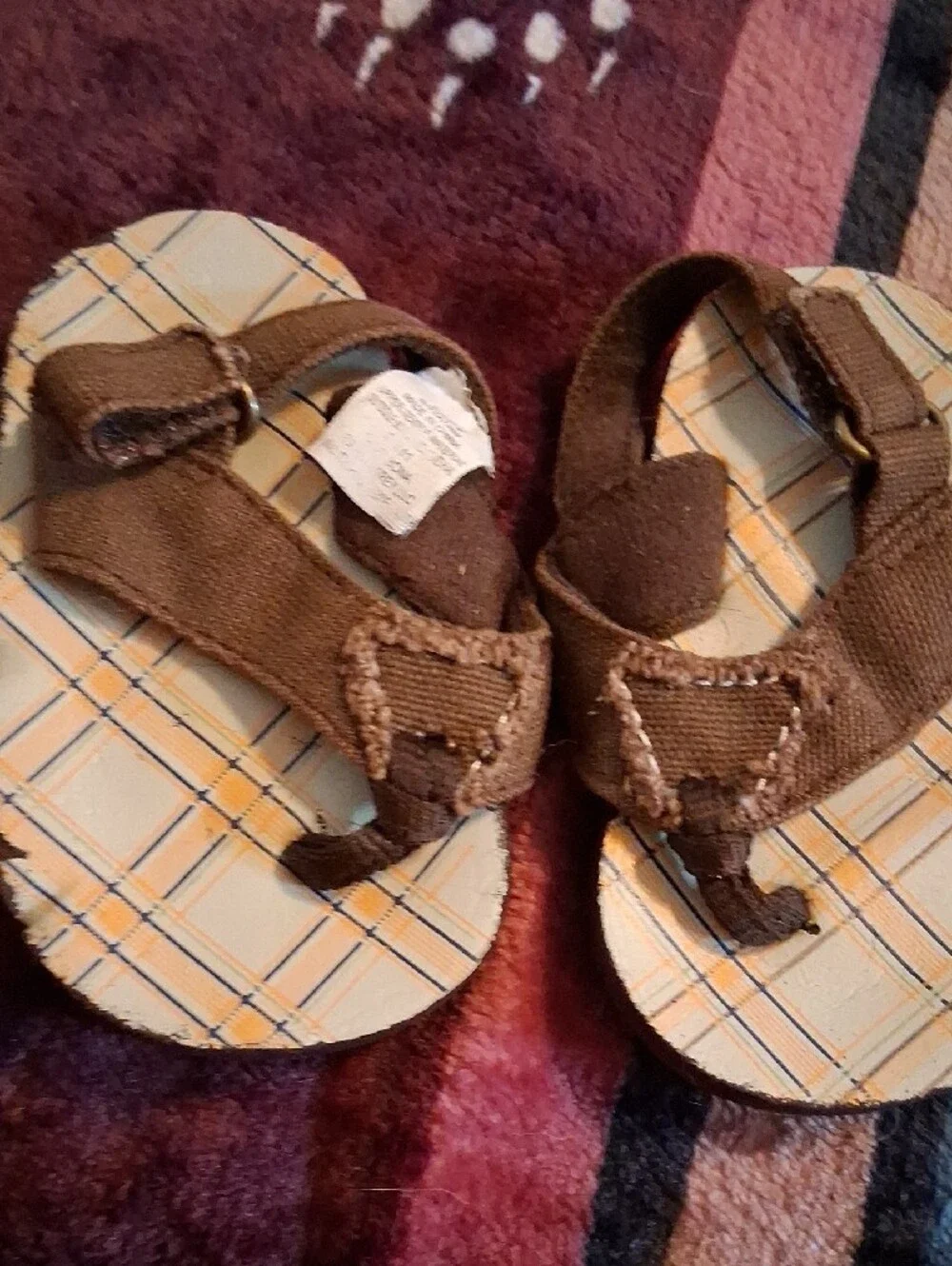 Toddler Red Slip-On Sandals with Button Accent